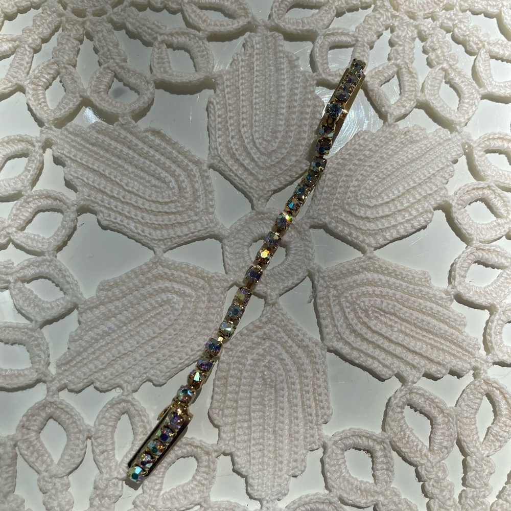 Vintage Gold and Iridescent Rhinestone collar clip